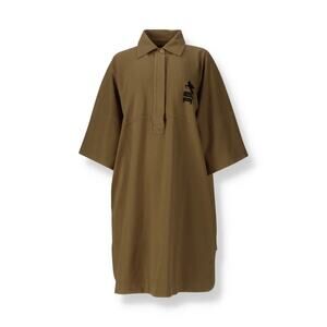 Etro Olive-Green Maxi Polo Dress with Black Motif